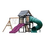 Aire de jeux - Toboggan violet et toboggan tubulaire - Cody