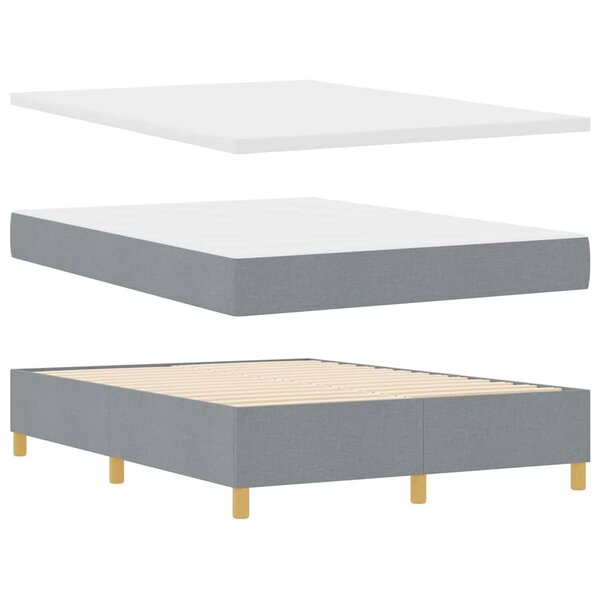 vidaXL Lit à Ressorts avec matelas Gris clair 140 x 200 cm tissu