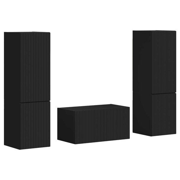 vidaXL Ensemble meuble TV 5 Pièces Noir Bois d'ingénierie