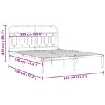 vidaXL Cadre de lit métal sans matelas avec tête de lit noir 135x190cm