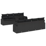 vidaXL Ensemble de canapé de jardin 9 pièces avec coussins noir poly rattan