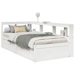 vidaXL Lit bibliothèque sans matelas blanc 90x190cm bois de pin massif