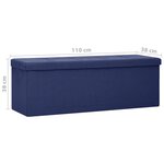 Banc banquette de rangement pliable lin synthétique bleu 02_0010742