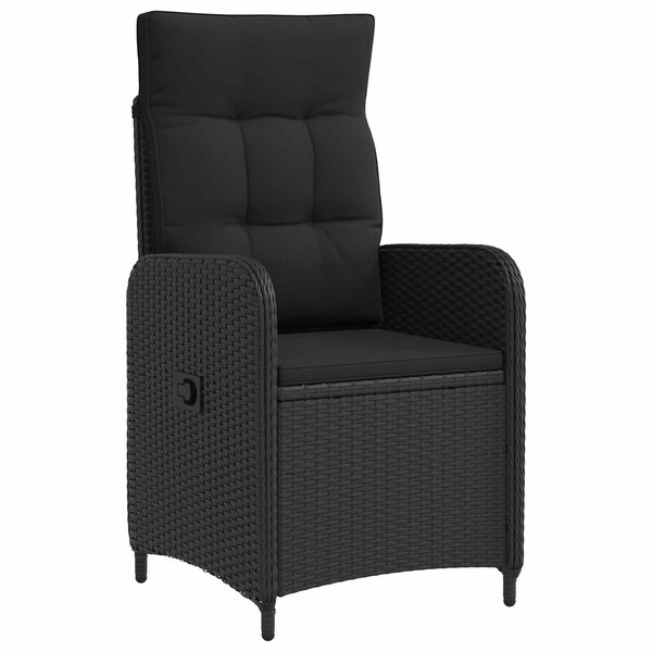 vidaXL Chaise de jardin inclinable Noir polyrotin