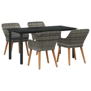 vidaXL Ensemble de salle à manger pour jardin 5 pc Gris polyrotin
