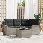 vidaXL Ensemble de canapé de jardin 5 Pièces Gris clair Poly rotin