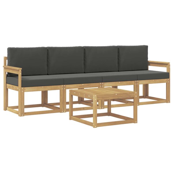 vidaXL Ensemble de canapés d'extérieur 5 Pièces Blanc et anthracite