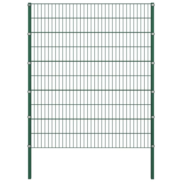 Vidaxl panneau de clôture avec poteaux fer 1 7 x 2 m vert
