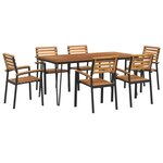 vidaXL Ensemble à manger de jardin 7 Pièces bois d'acacia solide et métal