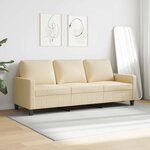 vidaXL Canapé à 3 places Crème 180 cm Tissu