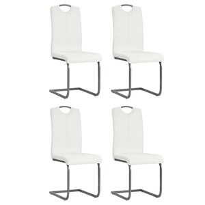 vidaXL Chaises à manger cantilever lot de 4 blanc similicuir