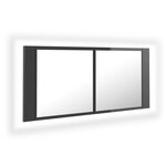 vidaXL Armoire à miroir de bain à LED Gris brillant Acrylique