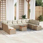 vidaXL Ensemble de canapé de jardin 11 Pièces Beige Poly rotin