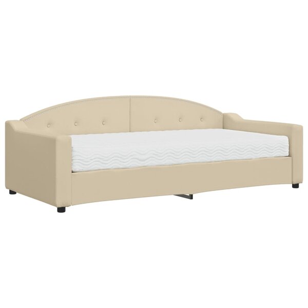 vidaXL Lit de jour avec matelas crème 90x200 cm tissu