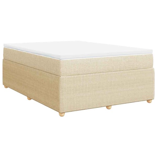vidaXL Sommier à lattes de lit avec matelas Crème 160x200 cm Tissu