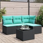 vidaXL Salon de jardin 5 Pièces avec coussins noir résine tressée