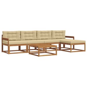 vidaXL Ensemble de canapés d'extérieur 6 Pièces Naturel et Beige
