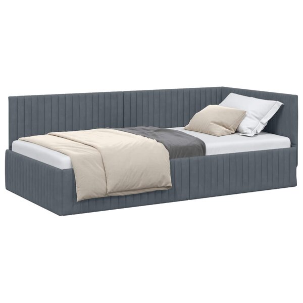 vidaXL Cadre de lit d'angle Gris foncé 100 x 200 cm Velours