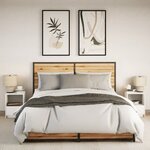 vidaXL Armoires de chevet et lumières LED 2Pièces blanc bois d'ingénierie