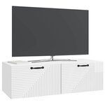 vidaXL Meuble TV mural Montage mural Blanc brillant 98 x 41 x 30 cm