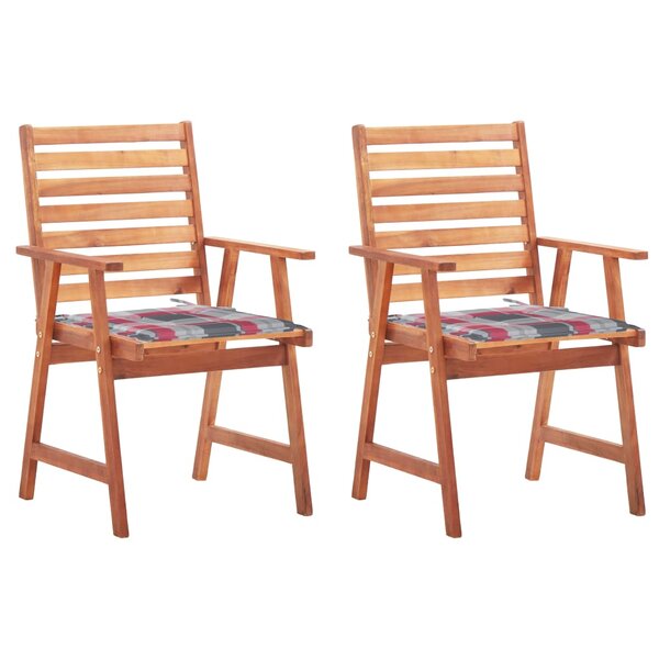 vidaXL Chaises à dîner d'extérieur 2 Pièces avec coussins Acacia massif