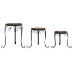 vidaXL Supports pour plantes 3 Pièces terre cuite et blanc céramique