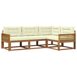 vidaXL Ensemble de canapés d'extérieur 4 pc Naturel et Crème
