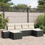 vidaXL Ensemble de canapé de jardin avec coussin 6 Pièces Noir Poly rotin