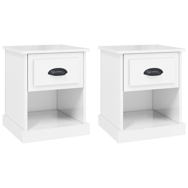 vidaXL Tables de chevet 2 Pièces blanc brillant 39x39x47 5 cm
