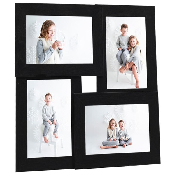 vidaXL Collage de cadres photo pour photo de 4x (10x15 cm) Noir MDF