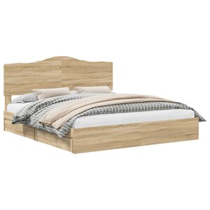 vidaXL Lit de Rangement Chêne Sonoma 180 x 200 cm Bois d'ingénierie