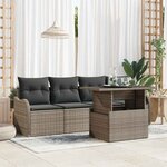 vidaXL Ensemble de canapé de jardin avec coussin 5 Pièces Gris Poly rotin