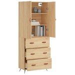vidaXL Buffet haut Chêne sonoma 69 5x34x180 cm Bois d'ingénierie