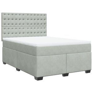 vidaXL Sommier à lattes de lit et matelas Gris clair 140x200cm Velours