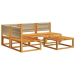 vidaXL Ensemble de canapés de jardin 5 pièces avec coussins en bois d'acacia et corde