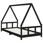 vidaXL Cadre de lit pour enfants noir 90x200 cm bois de pin massif