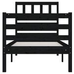 vidaXL Cadre de lit Noir 75x190 cm Petit simple Bois massif