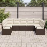vidaXL Ensemble de canapé de jardin 9 Pièces Marron et blanc polyrotin