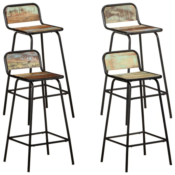 vidaXL Chaises de bar lot de 4 bois de récupération solide