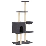 vidaXL Arbre à chat avec griffoirs en sisal Gris foncé 145 cm