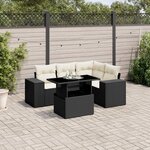 vidaXL Salon de jardin 5 Pièces avec coussins noir résine tressée