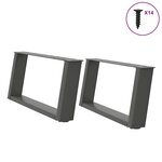 vidaXL Pieds de table basse en U 2 pièces Anthracite 70 x (30-31) cm Acier