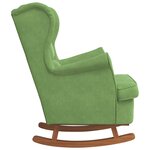 vidaXL Fauteuil à bascule à oreilles en velours vert clair bois massif