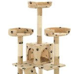 vidaXL Arbre à chat et griffoirs en sisal 170 cm Beige Motif de pattes