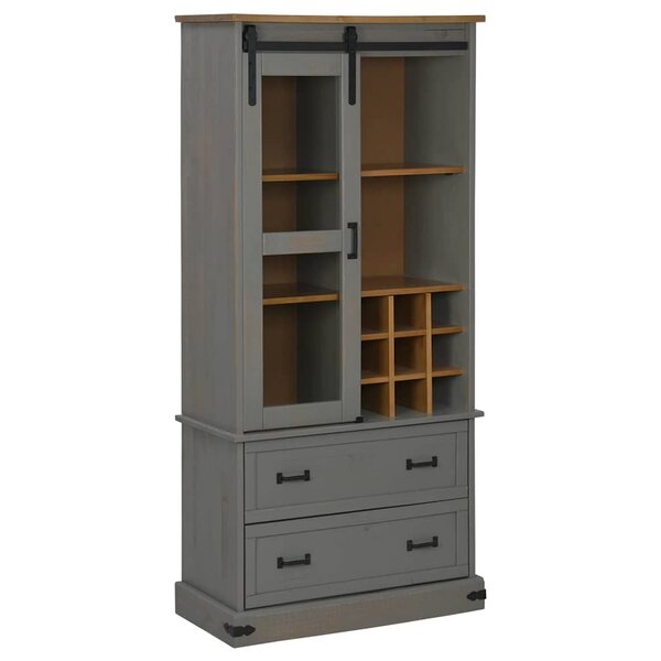 vidaXL Armoire à vin HALDEN casiers à vin porte coulissante gris pin