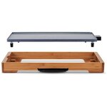 Plancha bambou revêtement céramique 2200W - Plaque amovible fonte d'alu - Thermostat ajustable