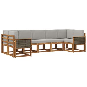 vidaXL Ensemble de canapés d'extérieur 7 Pièces Naturel et gris clair