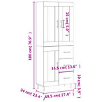 vidaXL Buffet haut Blanc 69 5x34x180 cm Bois d'ingénierie