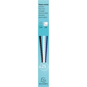 Boite 25 Reliures Spirales Plastique 6mm - Blanc - Exacompta