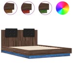 vidaXL Cadre de lit avec LED sans matelas chêne marron 150x200 cm